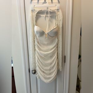 White bead short dress